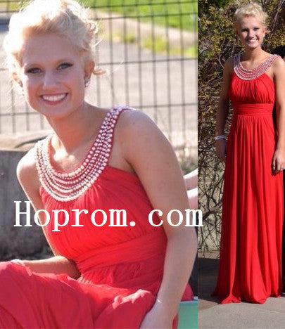 A-Line Red Prom Dresses,Chiffon Prom Dress,Evening Dress