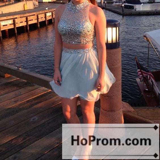 Two Piece Sparkly Short Prom Dresses Homecoming Dresses