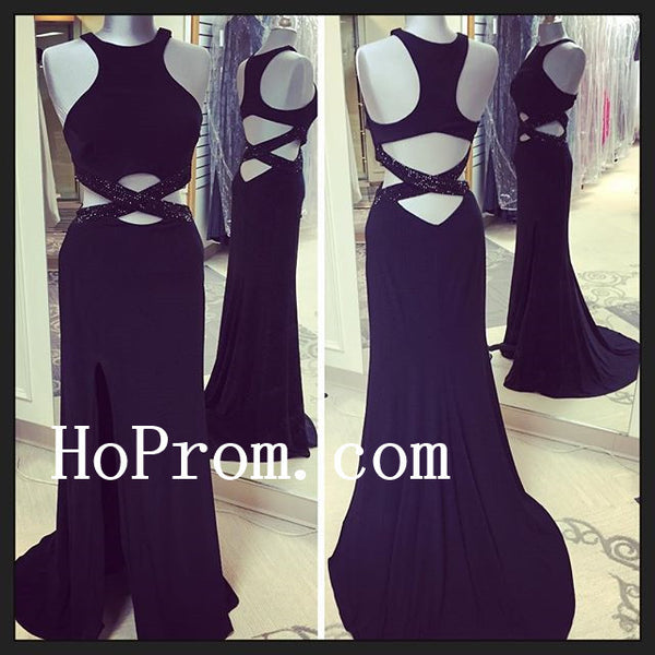 Side Slit Prom Dresses,O-Neck Prom Dress,Evening Dress