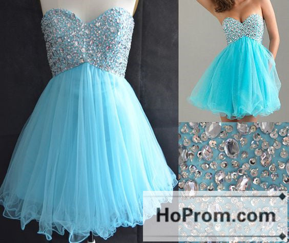 Sweetheart Blue Beadding Short Prom Dresses Homecoming Dresses
