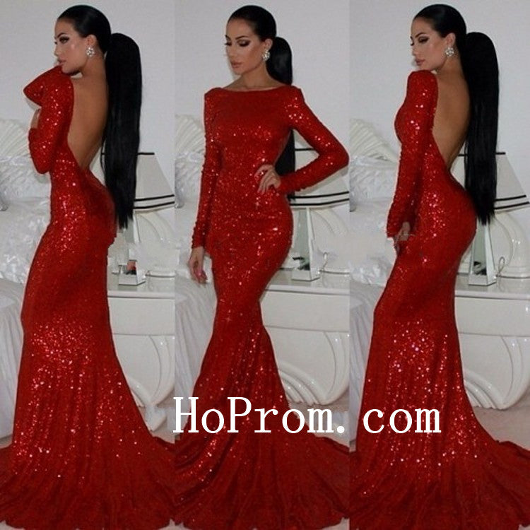 Red Sequin Prom Dresses,Floor Length Prom Dress,Evening Dress