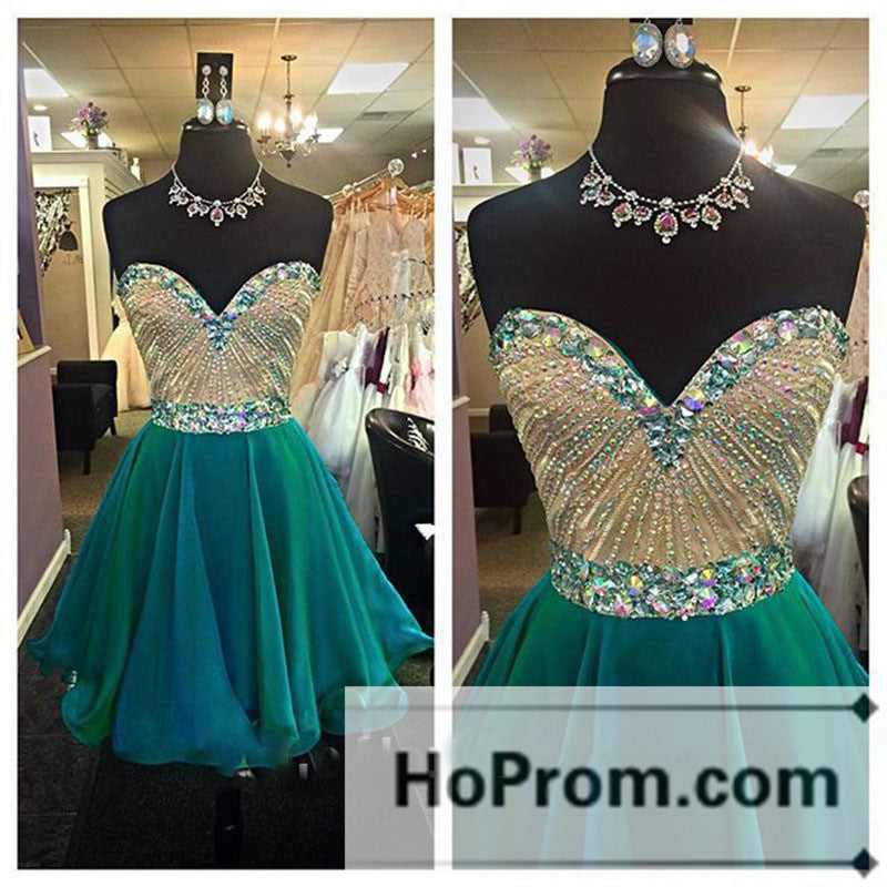Sweetheart Green Beading Short Prom Dresses Homecoming Dresses