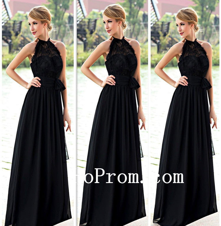 Halter Prom Dresses,Black Prom Dress,Simple Evening Dress