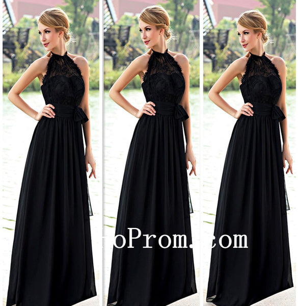 Halter Prom Dresses,Black Prom Dress,Simple Evening Dress