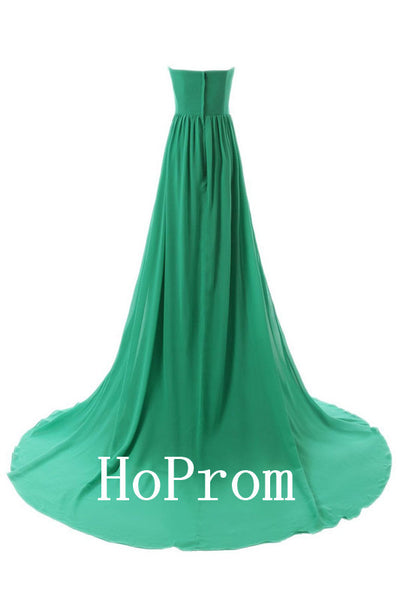A-Line Green Prom Dresses,Strapless Prom Dress,Evening Dress