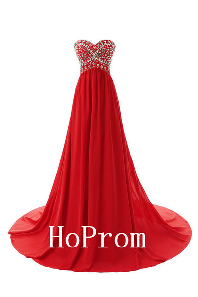 A-Line Red Prom Dresses,Strapless Prom Dress,Evening Dress