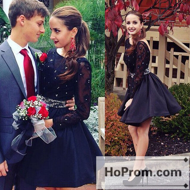 Backless Long Sleeve Short Lace Prom Dresses Homecoming Dresses