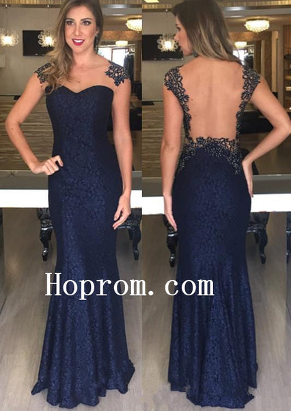 Sleeveless Lace Prom Dresses,Backless Prom Dress,Evening Dress