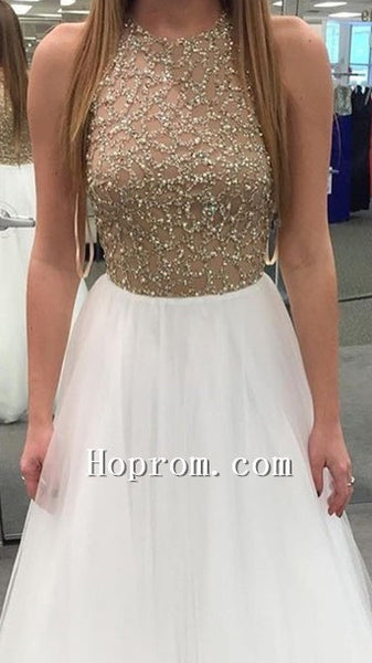 2020 Beading Sleeveless A-Line Prom Dress Evening Dresses