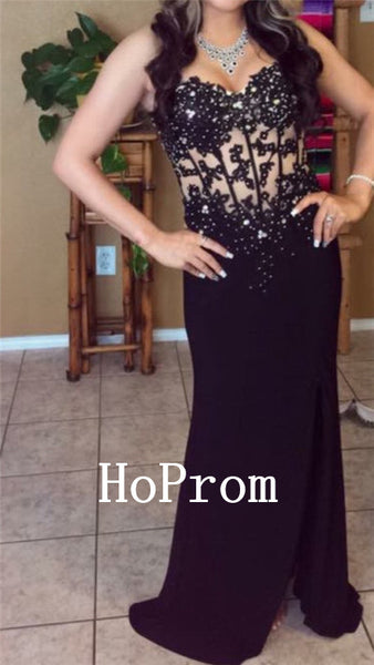 Sweetheart Prom Dresses,Black Prom Dress,Evening Dress