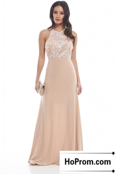 Sleeveless A-Line High Neck Prom Dress Evening Dresses