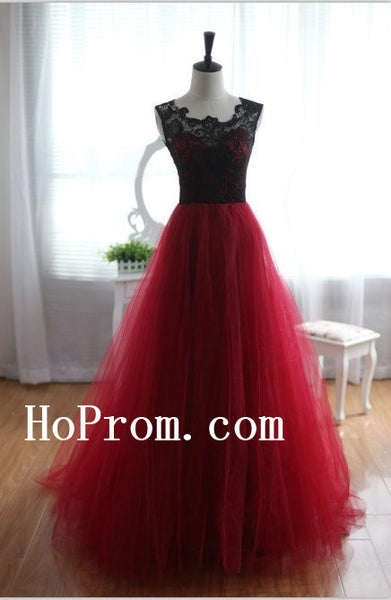 Black Lace Prom Dresses,Red Chiffon Prom Dress,Long Evening Dress