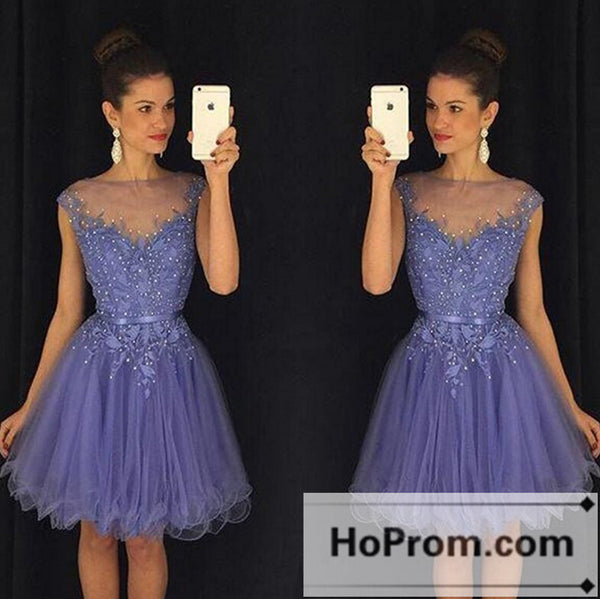 Cap Sleeves Short Lavender Prom Dresses Homecoming Dresses
