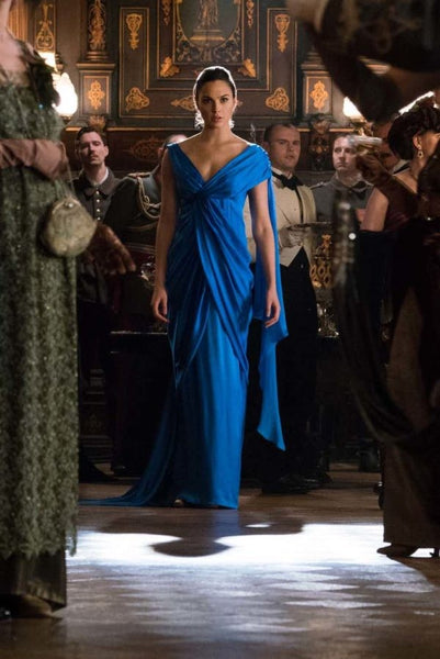 Gal Gadot Off The Shoulder Blue Dres Wonder Woman Blue Dress Evening Prom Dress