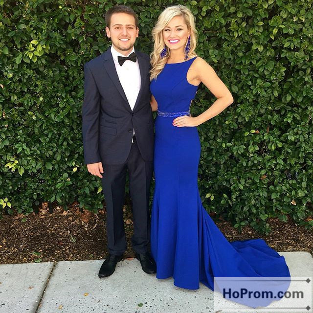 Sleeveless Backless Royal Blue Prom Dress Evening Dresses – Hoprom