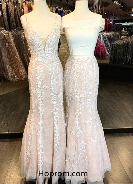 Off Shoulder Prom Dresses 2018 Two Piece Lace Evening Dresses