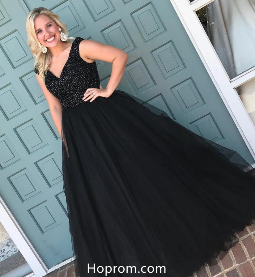 Black Beaded Prom Dresses 2018 Sweetheart Evening Dresses