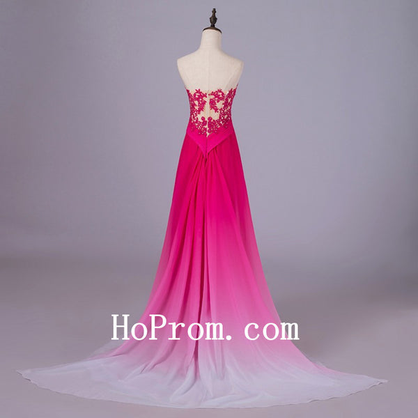 Hot Pink Prom Dresses,Strapless Prom Dress,Evening Dress