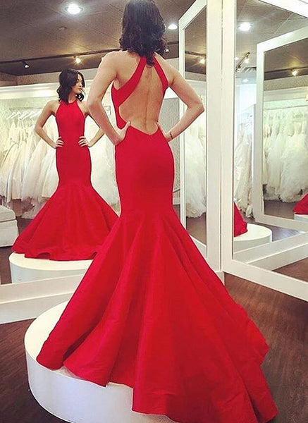 Floor Length Backless Mermaid Prom Dresses Evening Dress