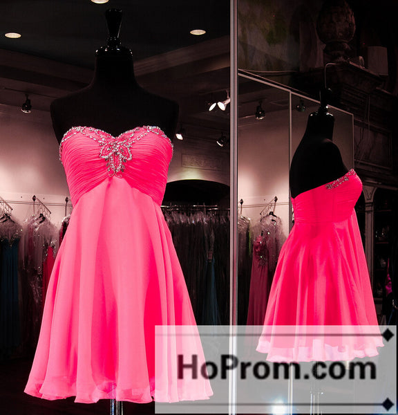 Watermelon Chiffon A-line Prom Dresses Homecoming Dresses