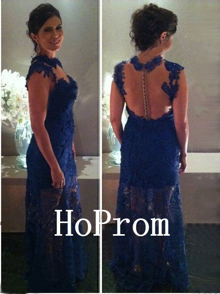 Royal Blue Prom Dresses,Lace Prom Dress,Evening Dress