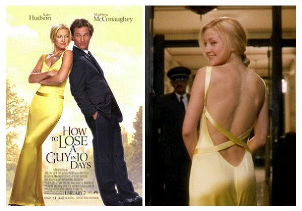 kate hudson yellow dress Kate Hudson as Andie Yellow Dress Backless Prom Dress How to Lose a Gu – Hoprom