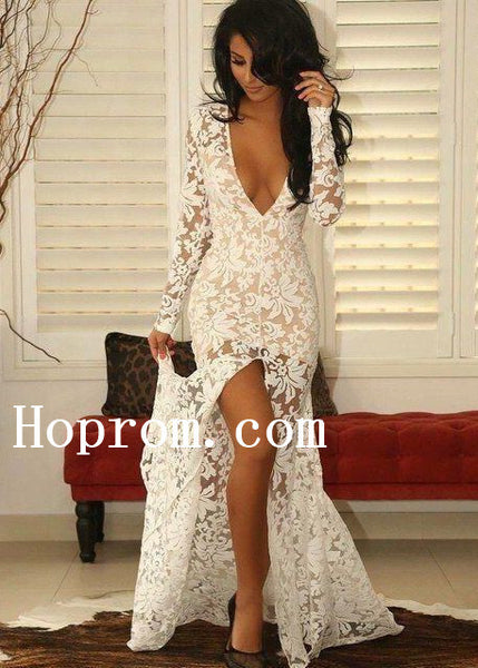 Long Sleeve Prom Dresses,V-Neck Prom Dress,Evening Dress