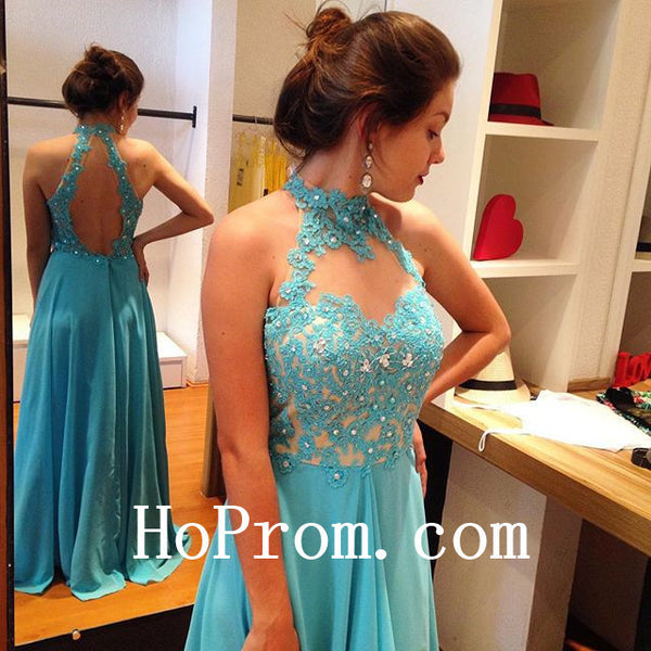 Lovely Blue Prom Dresses,Applique Prom Dress,Evening Dress