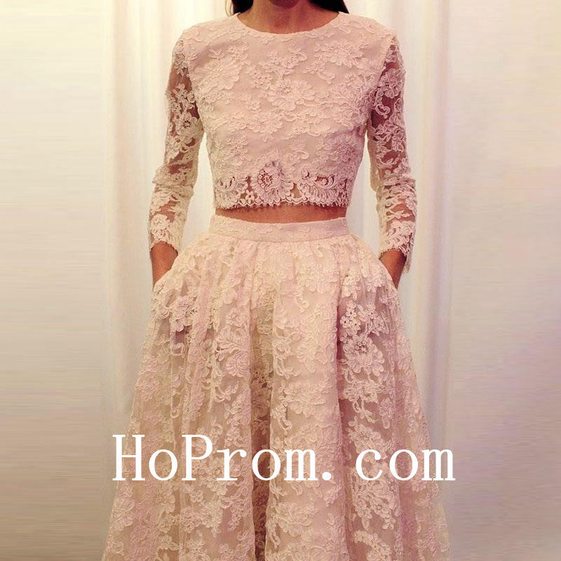 Long Lace Prom Dresses,Pink Prom Dress,Evening Dress