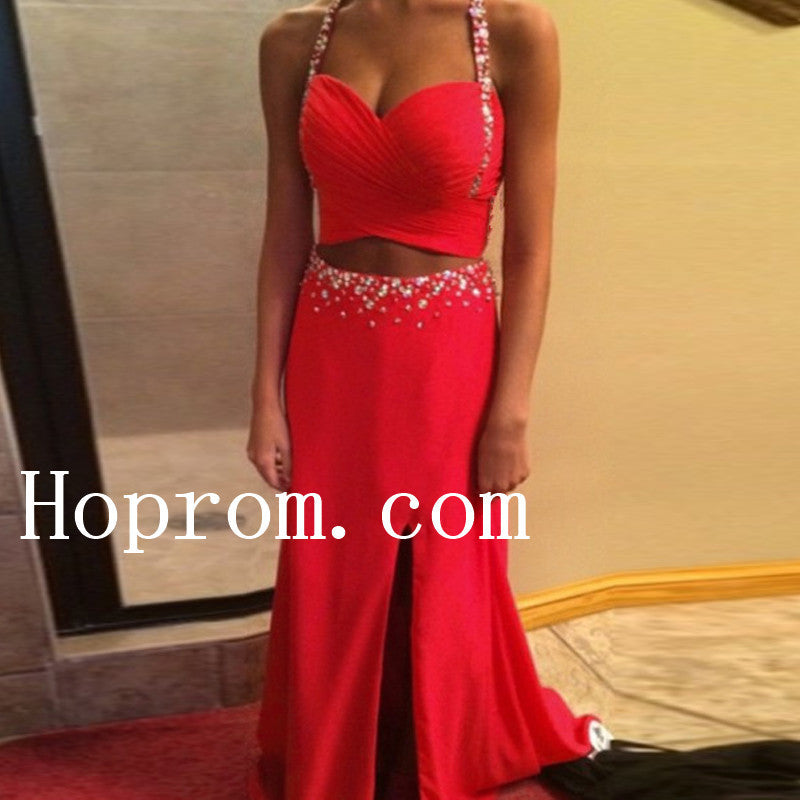 Spaghetti Straps Prom Dresses,Red Prom Dress,Evening Dress