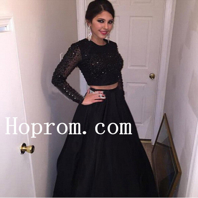Long Sleeve Prom Dresses,Beading Prom Dress,Evening Dress