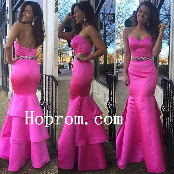 Hot Pink Prom Dresses,Sweetheart Prom Dress,Evening Dress