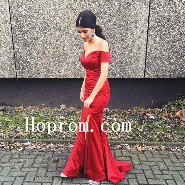 Off Shoulder Prom Dresses,Red Prom Dress,Evening Dress