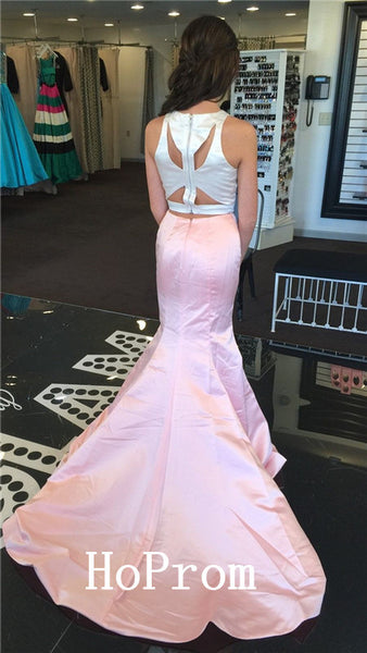 Two Piece Prom Dresses,Satin Prom Dress,Evening Dress