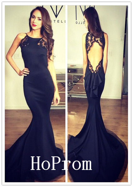 Floor Length Prom Dresses,Black Satin Prom Dress,Evening Dress