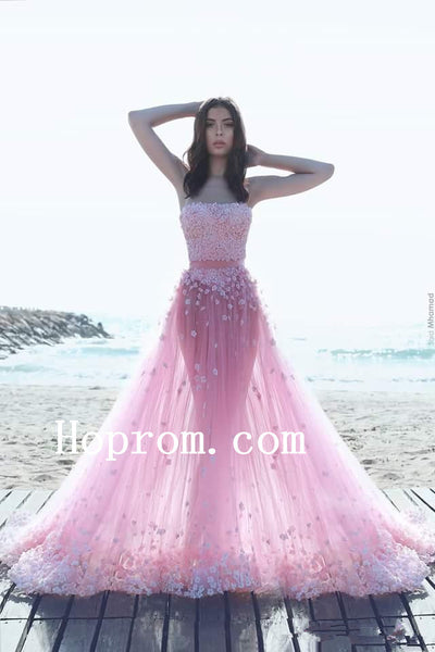Strapless Pink Prom Dresses,A-Line Prom Dress,Evening Dress
