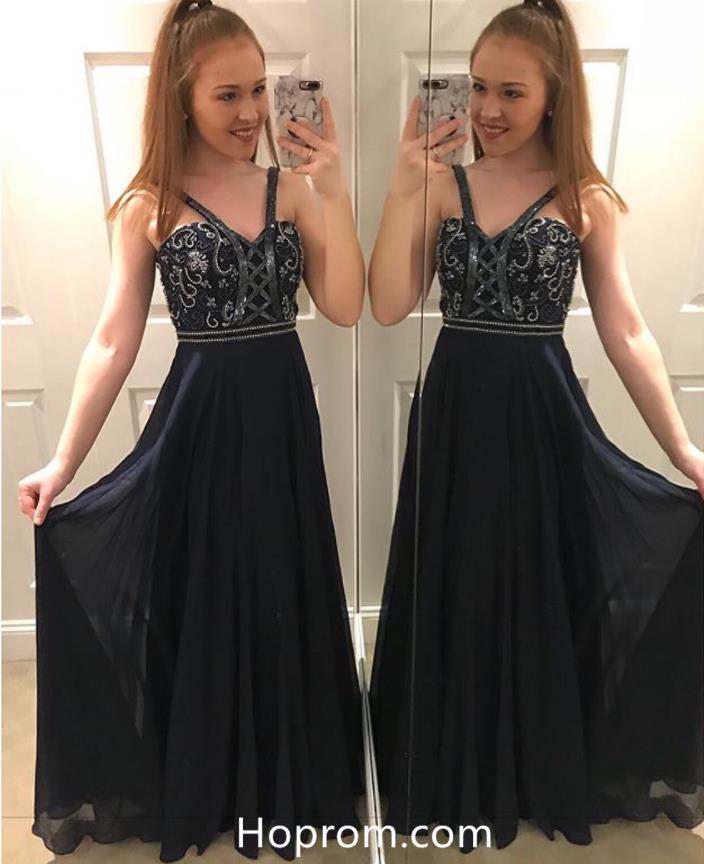 Black Prom Dresses Beading Applique Lace up Front Evening Dresses