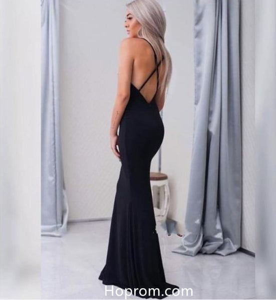 Formal Sexy Black Prom Dress Simple Mermaid Evening Dresses
