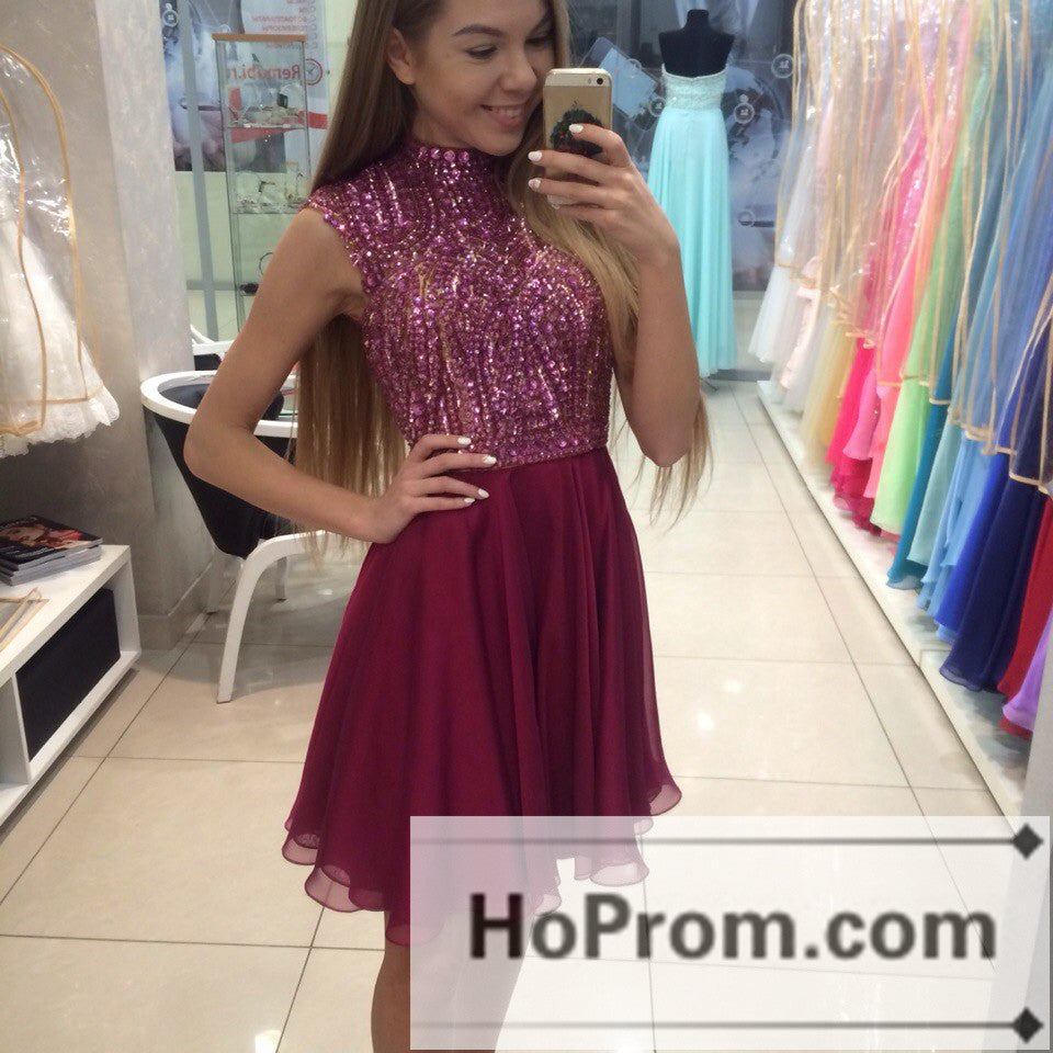 High Neck Sequins Purple Prom Dresses Homecoming Dresses Hoprom High Neck Sequins Purple Prom Dresses Homecoming Dresses Hoprom
