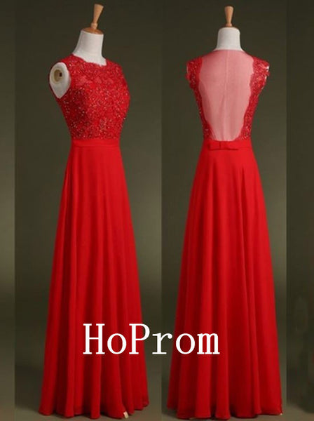 Sleeveless Red Prom Dresses,A-Line Prom Dress,Evening Dress
