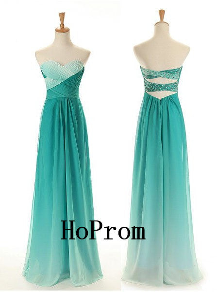 Simle Chiffon Prom Dresses,Strapless Prom Dress,Evening Dress