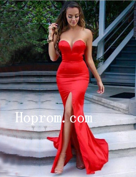 Sheath Red Prom Dresses,Satin Prom Dress,Evening Dress