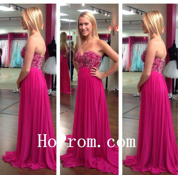 Long Prom Dresses,Hot Pink Prom Dress,Evening Dress