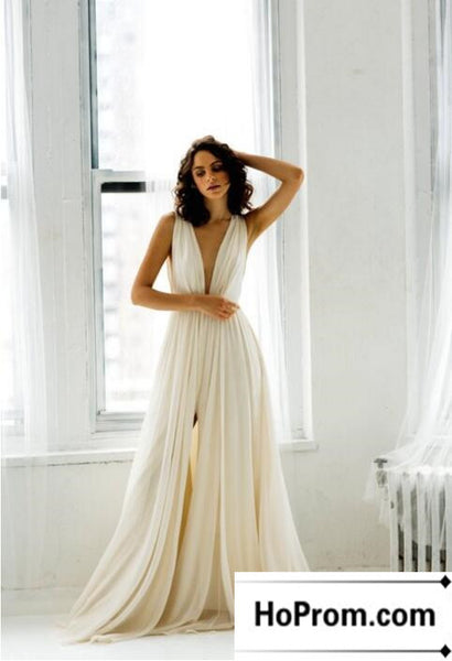 Sleeveless Chiffon A-Line Prom Dress Evening Dresses
