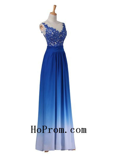 Blue White Prom Dresses,Chiffon Prom Dress,Evening Dresses