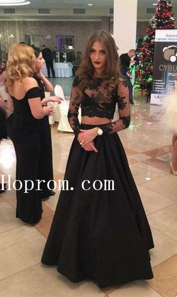 Black Lace Prom Dresses,A-Line Prom Dress,Evening Dress