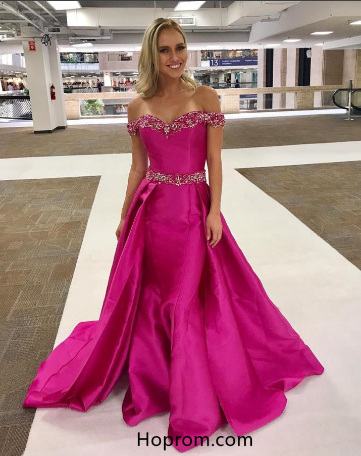 Off Shoulder Purple Prom Dresses 2018 Evening Dresses