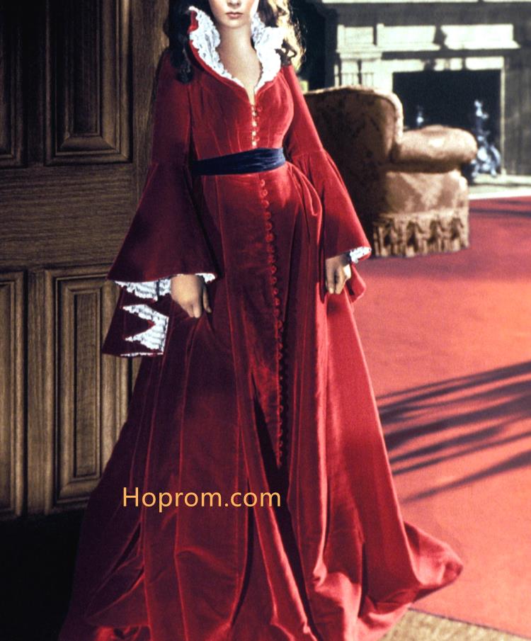 Scarlett O'Hara Wine Red Nightgown Dress Gone with the Wind Costume – Hoprom Scarlett O'Hara Wine Red Nightgown Dress Gone with the Wind Costume – Hoprom