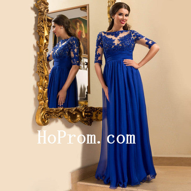 Blue Chiffon Prom Dresses,A-Line Prom Dress,Evening Dress