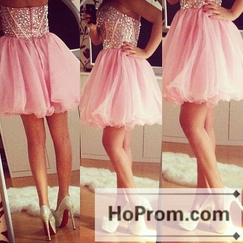 Sweetheart Short Tulle Corset Prom Dresses Homecoming Dresses